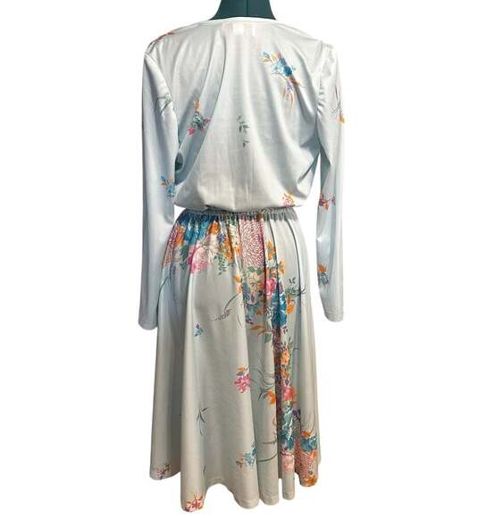 Vintage Kay Windsor Long Sleeve Floral Midi Dress Drape V Neck - Picture 3 of 13